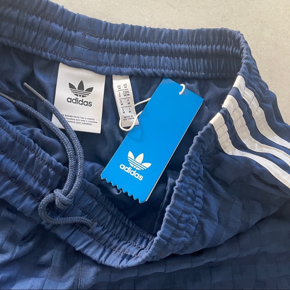 SOLD NEW w tag ADIDAS MED Banyan seersucker 3 stripe checker trackpant navy blue - Picture 2 of 12
